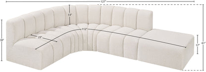 Arc - Boucle Fabric 5 Piece Corner Modular Sofa