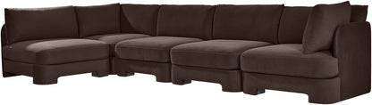 Hammond - Velvet Performance Fabric Upholstered 5 Piece L-Shaped Sectional