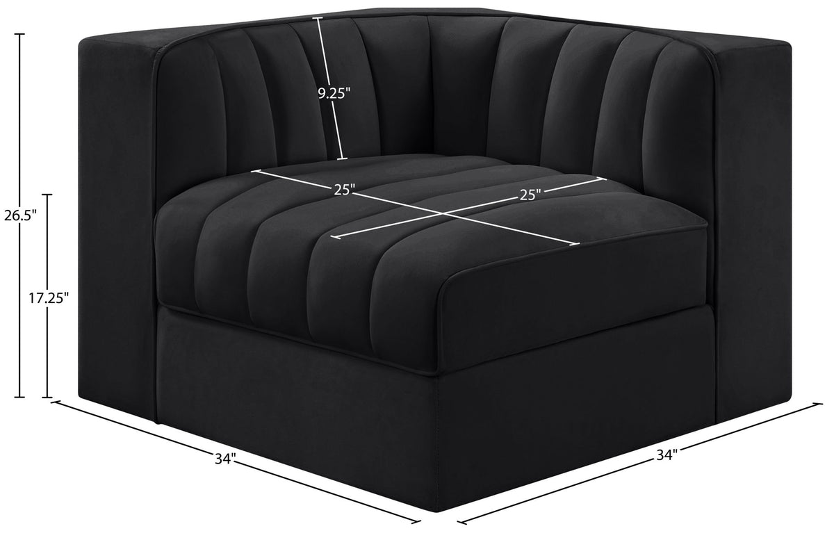 Rummi - Velvet Performance Fabric Upholstered Modular Corner Chair