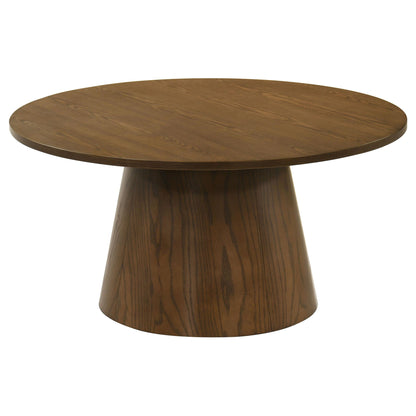 Franklin 36-inch Round Pedestal Coffee Table Dark Brown