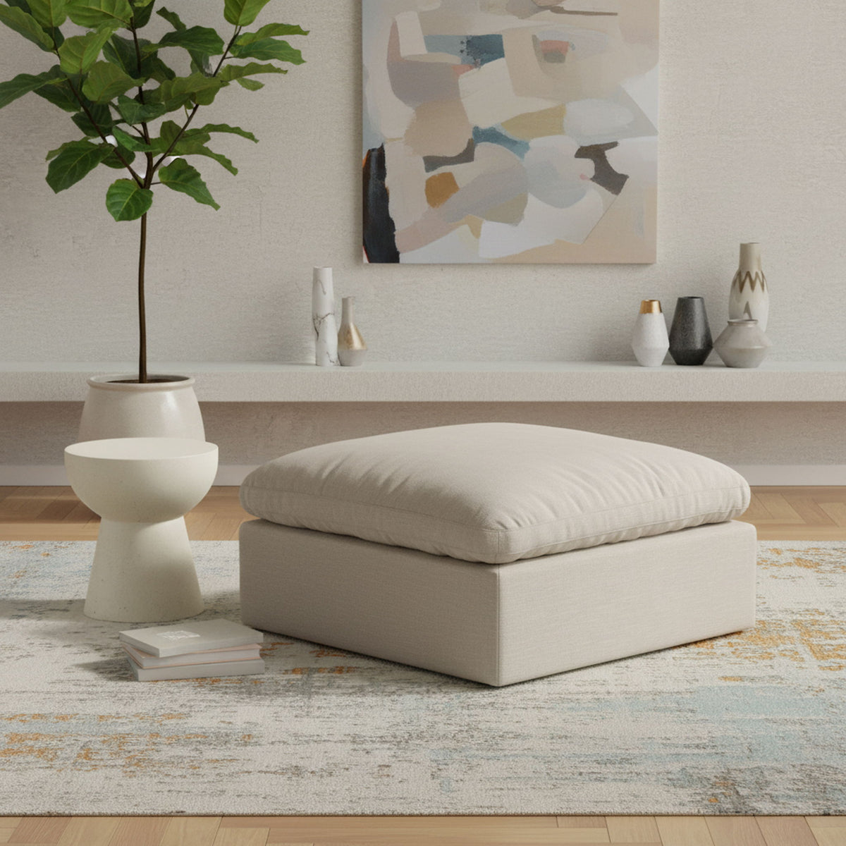 Indulge - Linen Ottoman