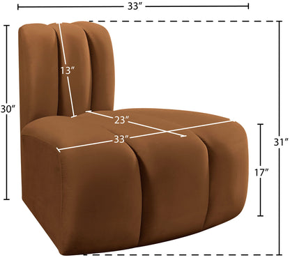 Arc - Velvet Reverse Corner Chair - Saddle