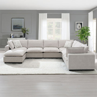Marisa - Modular Left Facing Loveseat With 2 Pillows - Beige Boucle