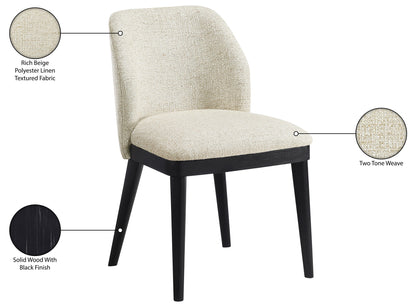 Valeo - Linen Textured Fabric Upholstered Dining Chair (Set of 2) - Painted Black Base