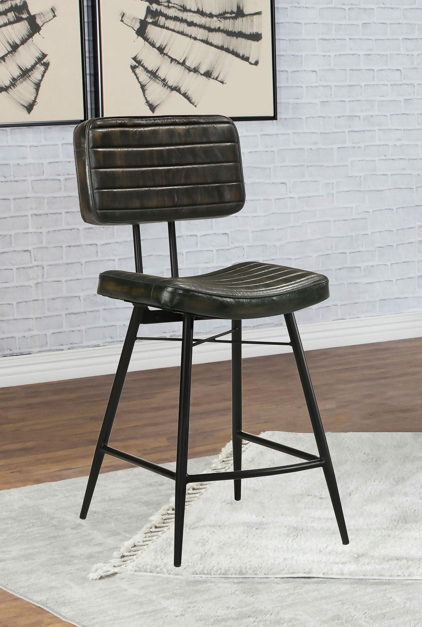 Partridge Leather Counter Chair Antique Espresso (Set of 2)