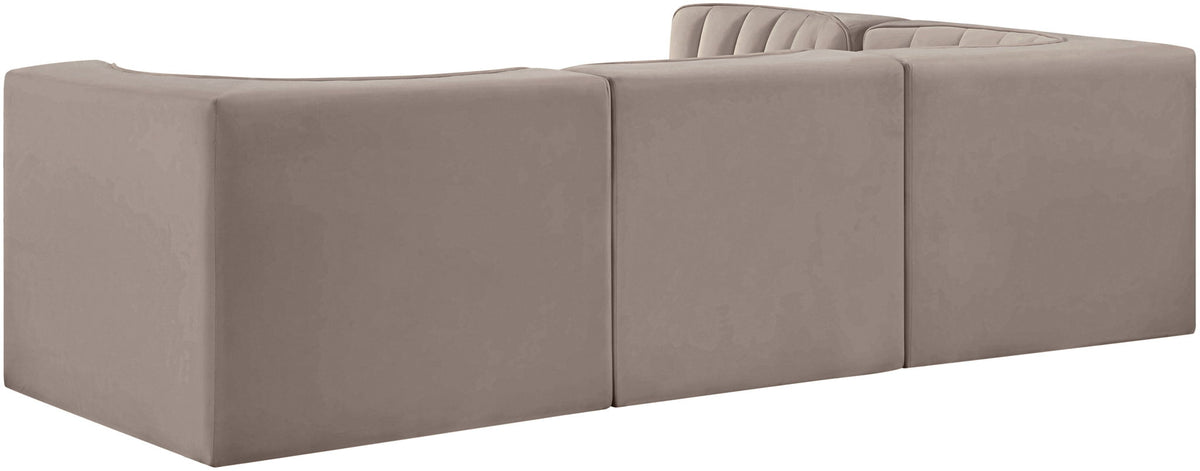 Rummi - Velvet Performance Fabric Upholstered 4 Piece Modular Sectional