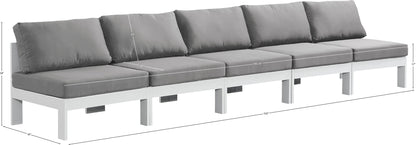 Nizuc - Outdoor Patio 5 Seat Modular Armless Sofa With White Frame