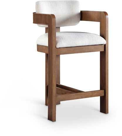 Sacha - Linen Stool With Brown Base