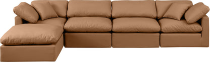 Indulge - Faux Leather 5 Piece Modular Sectional With Chaise