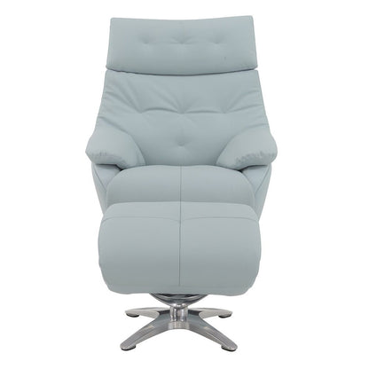 Janella - Motion Accent Chair With Swivel & Ottoman - Babyblue Leather