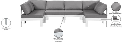 Nizuc - Outdoor Patio 6 Piece Modular Sectional With White Frame