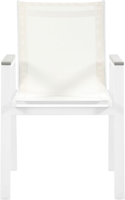 Nizuc - Outdoor Patio Dining Arm Chair With White Frame And Gray Arms (Set of 2)