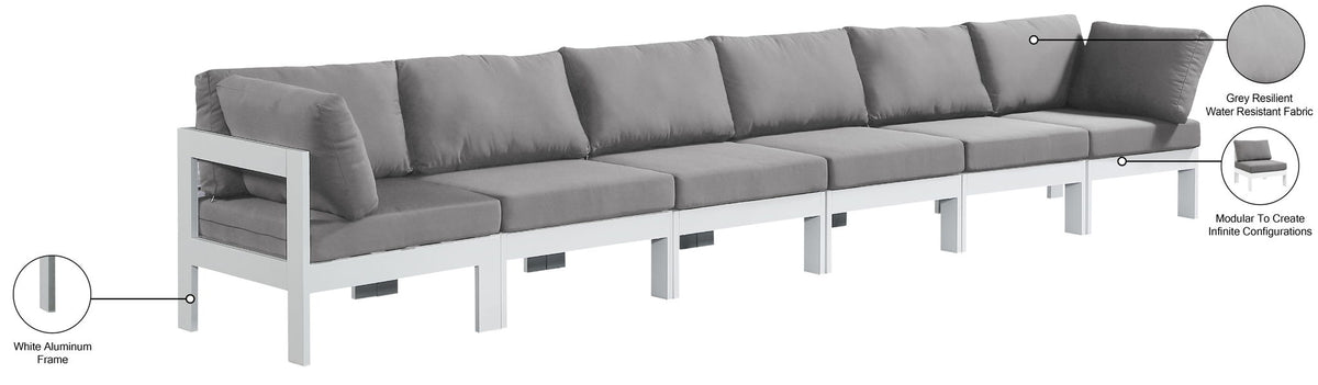 Nizuc - Outdoor Patio 6 Seat Modular Sofa With White Frame