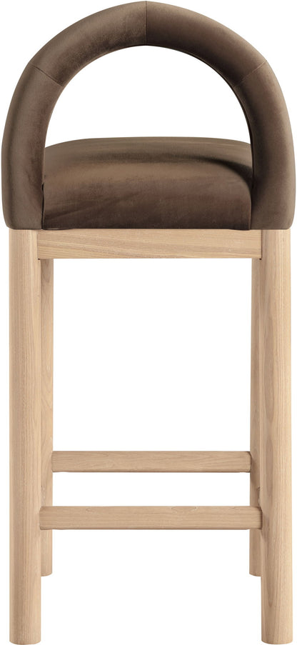 Conrad - Velvet Counter Stool With Natural Legs