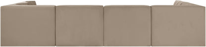 Rummi - Armless Velvet Performance Fabric Upholstered 6 Piece Modular Sectional