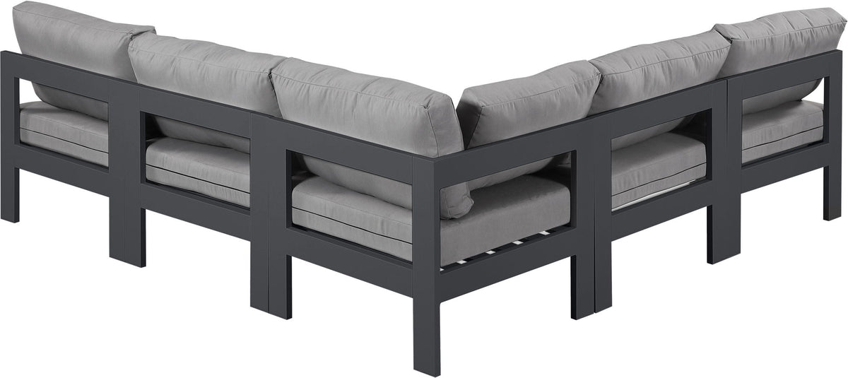 Nizuc - Outdoor Patio 5 Piece Modular Sectional With Gray Frame