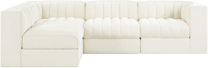 Rummi - Velvet Performance Fabric Upholstered 4 Piece Modular Sectional