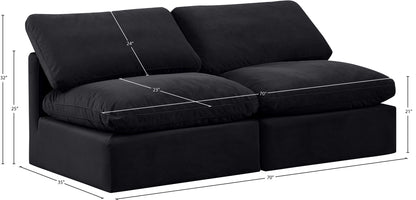 Indulge - Velvet 2 Seat Modular Armless Sofa