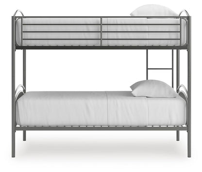 Lanceburg - 3 Pc. - Twin Over Twin Bunk Bed And 2 Mattresses - Gray