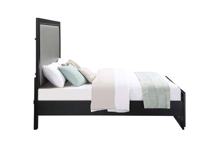 Nicola - Queen Bed - Silver Synthetic Leather & Black