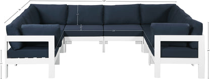 Nizuc - Outdoor Patio 8 Piece Modular Sectional With White Frame