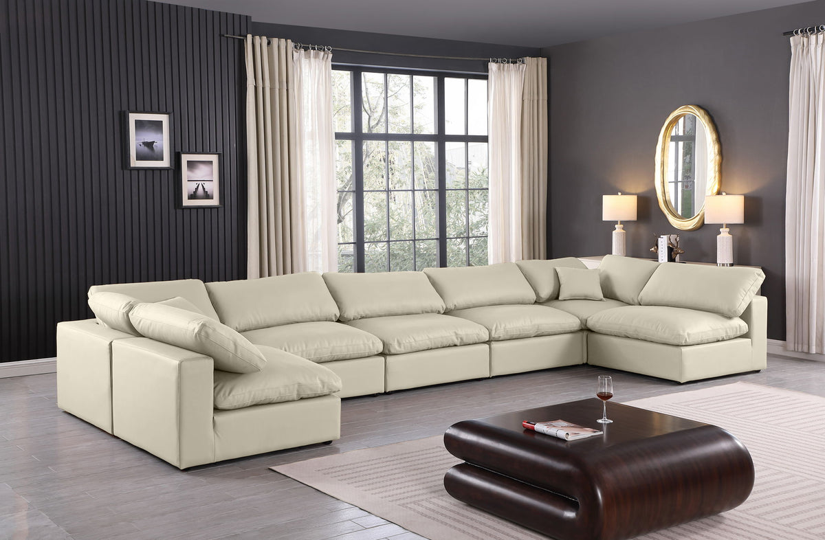 Comfy - 7 Piece Faux Leather Modular Armless Sectional