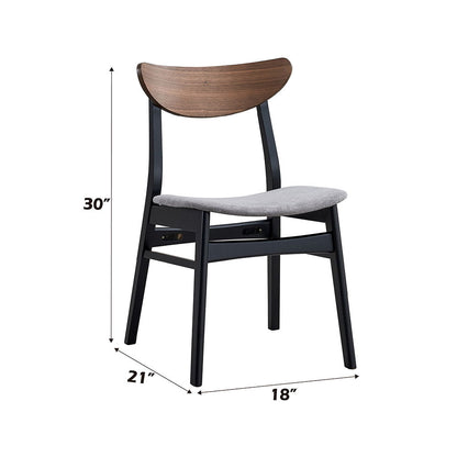 Rebi - Side Chair (Set of 2) - Gray Linen, Walnut & Black