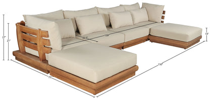 Mirella - 6 Piece Water Resistant Fabric Upholstered Outdoor Patio Modular Sectional