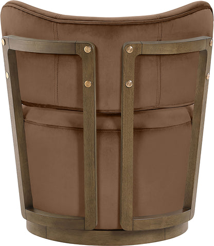 Elara - Velvet Upholstered Swivel Accent Chair - Stained Brown