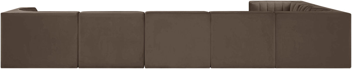 Rummi - Velvet Performance Fabric Upholstered 7 Piece Modular Sectional (With 3 Corner Chairs)