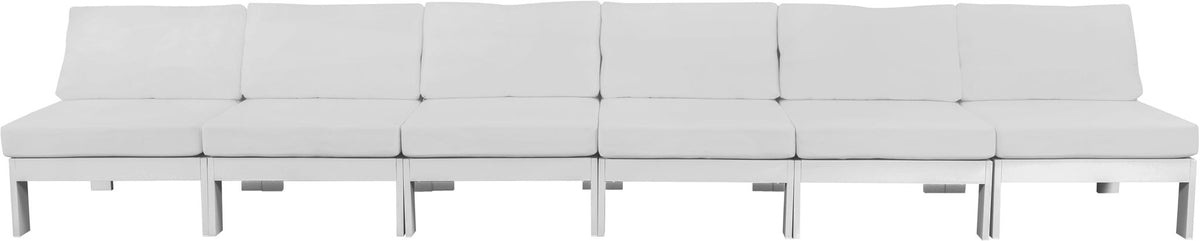 Nizuc - Outdoor Patio 6 Seat Armless Modular Sofa With White Frame