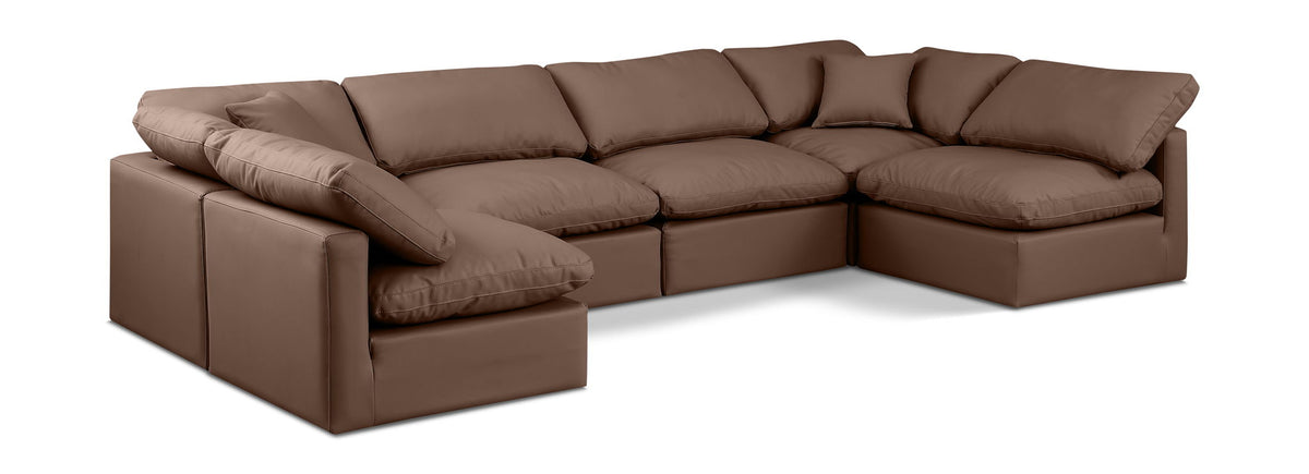 Indulge - Faux Leather 6 Piece Modular U-Shaped Sectional