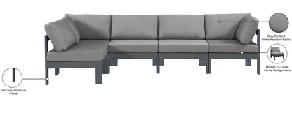 Nizuc - Outdoor Patio 5 Piece Modular Sectional With Gray Frame