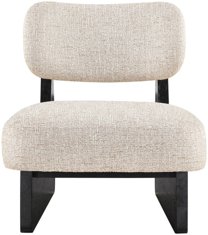 Vetra - Linen Textured Fabric Upholstered Accent Chair With Black Base