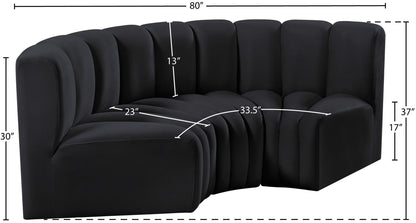 Arc - Velvet 3 Piece Modular U-Shaped Sofa