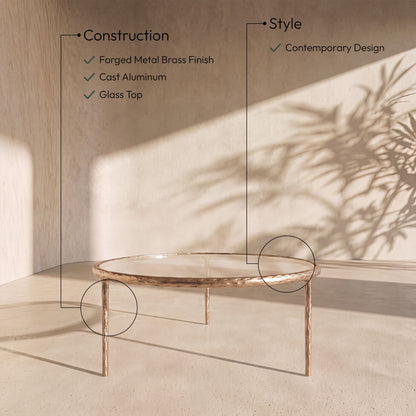 Evren - Glass Top And Aluminum Base Coffee Table