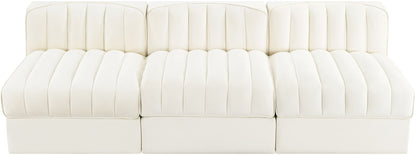 Rummi - Velvet Performance Fabric Upholstered 3 Piece Modular Armless Sofa