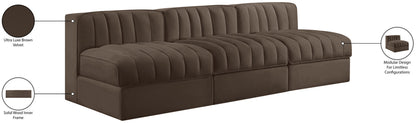 Rummi - Velvet Performance Fabric Upholstered 3 Piece Modular Armless Sofa