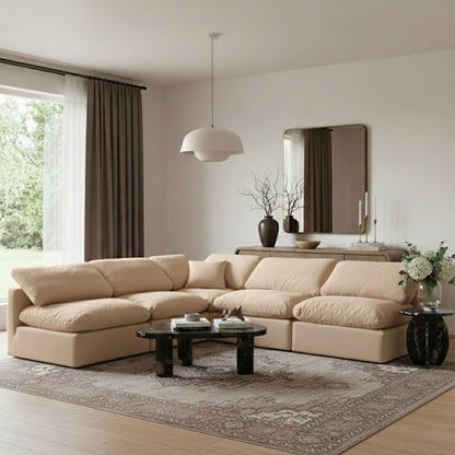 Indulge - Velvet 5 Piece Modular Corner Armless Sectional
