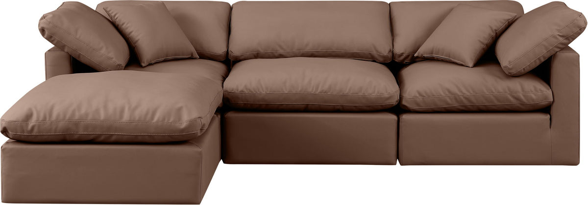Indulge - Faux Leather 4 Piece Modular Sectional With Chaise