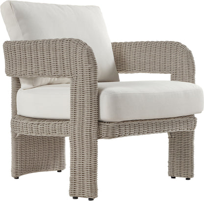 Sandbay - Olefin Water Resistant Fabric And Wicker Outdoor Patio Accent Chair