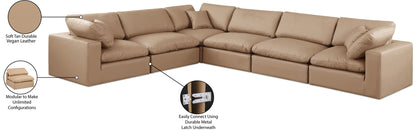 Comfy - 6 Piece Faux Leather Modular Corner Sectional - Tan