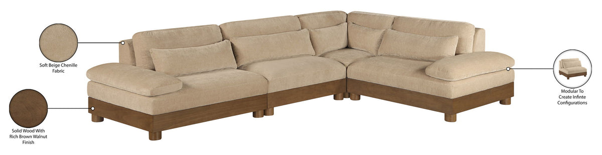 Turin - Chenille Fabric Upholstered Modular Sectional - Beige