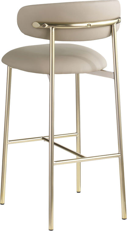 Lupita - Vegan Leather Upholstered Bar Stool With Brushed Gold Frame (Set of 2)