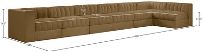 Rummi - Velvet Performance Fabric Upholstered 7 Piece Modular Sectional, L-Shaped (Right)