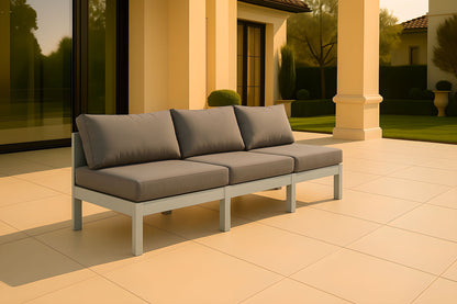 Nizuc - Outdoor Patio 3 Seat Armless Modular Sofa With White Frame