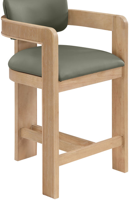 Sacha - Vegan Leather Upholstered Counter Stool With Natural Base
