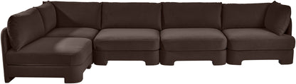 Hammond - Velvet Performance Fabric Upholstered 5 Piece L-Shaped Sectional