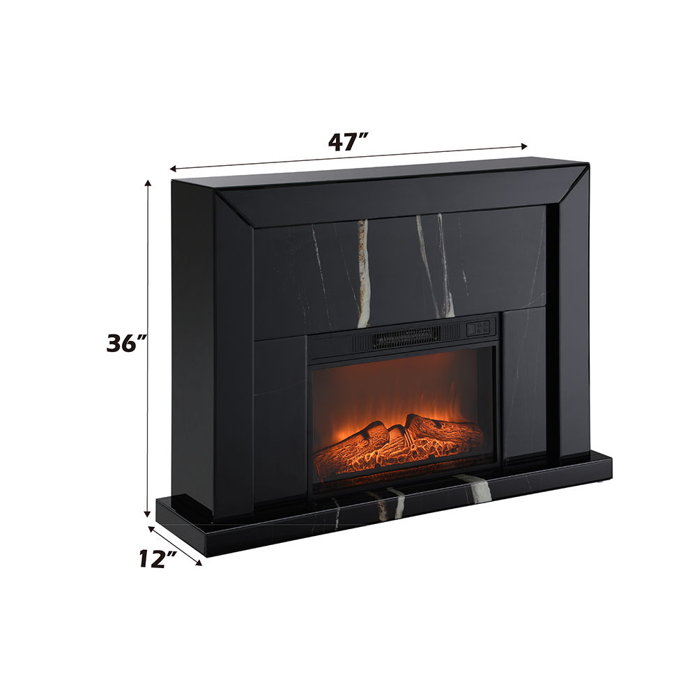 Drisana - Fireplace - Black Mirrored