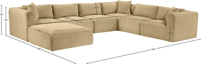 Shaggy - 7 Piece Modular U-Shaped Sectional With Ottoman